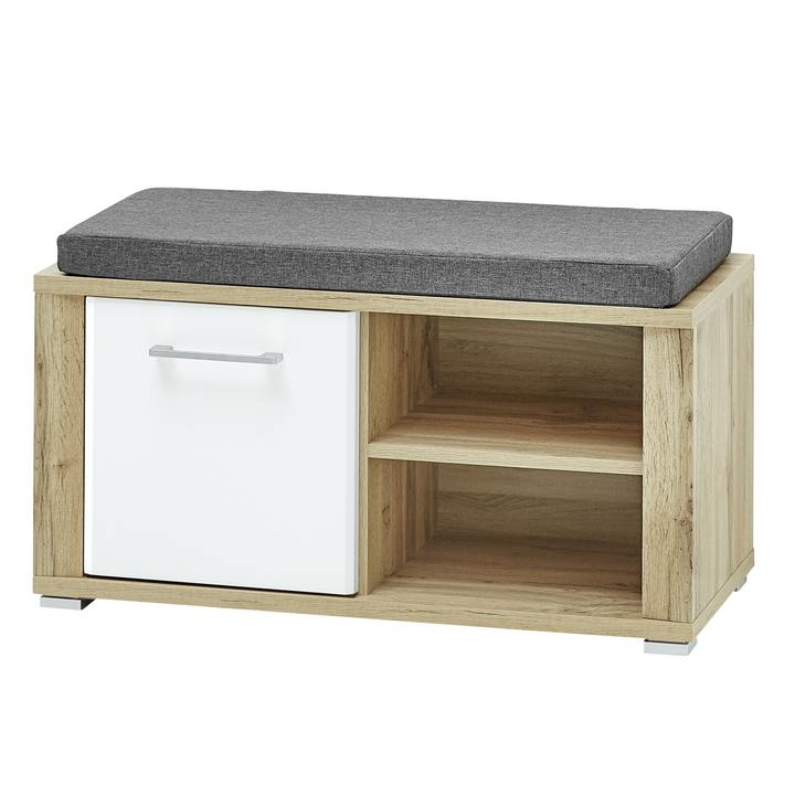 Sconto Botníková lavice YAMBIO bílá/dub