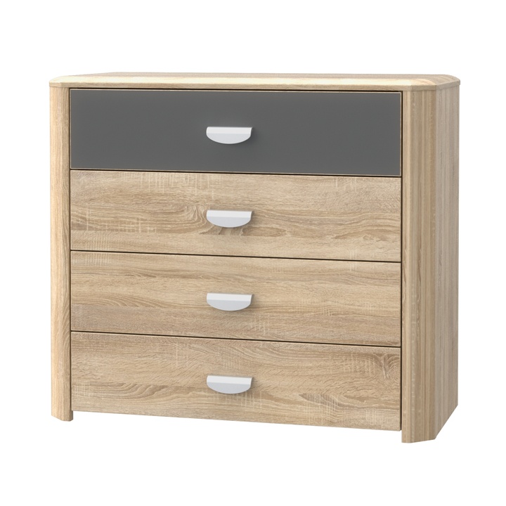 Komoda YOOP dub sonoma/antracitová, 4 zásuvky 1