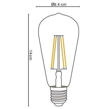 LED žárovka filament 11399A E27, 7W, teplá bílá, jantarová 1