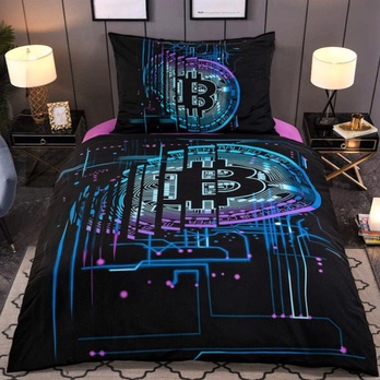 Povlečení 3D-BITCOIN černá, 70x90 a 140x200 cm 1