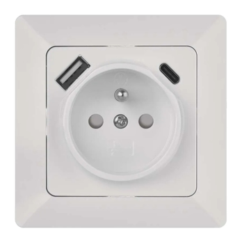 Zásuvka s USB A6000.4 bílá, 1 zásuvka, 2x USB 2