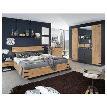 Šatní skříň ADDISON tmavě šedá metalická/dub artisan 1