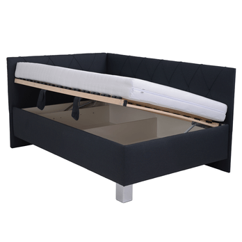 Rohová postel s matrací AFRODITE černá, 140x200 cm 3