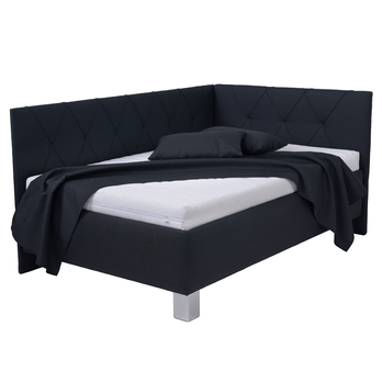 Rohová postel s matrací AFRODITE černá, 140x200 cm 1