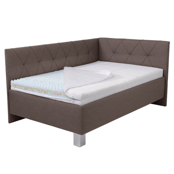 Rohová postel s matrací AFRODITE hnědá, 140x200 cm 2