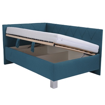 Rohová postel s matrací AFRODITE petrolejová, 140x200 cm 1