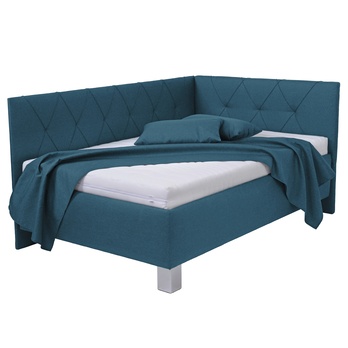 Rohová postel s matrací AFRODITE petrolejová, 140x200 cm 2