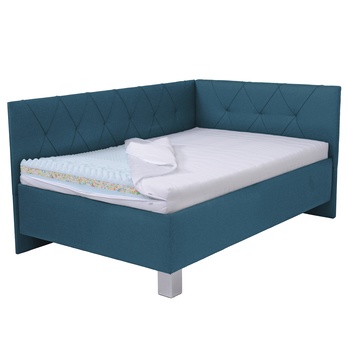 Rohová postel s matrací AFRODITE petrolejová, 140x200 cm 3