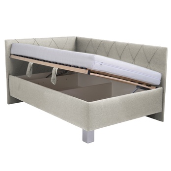 Rohová postel s matrací AFRODITE krémová, 140x200 cm 1