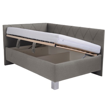 Rohová postel s matrací AFRODITE šedohnědá, 140x200 cm 1