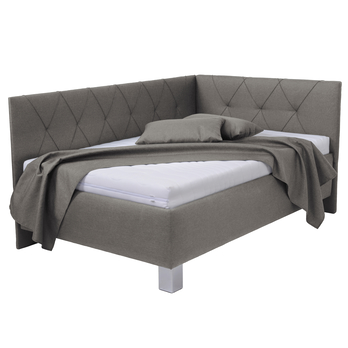 Rohová postel s matrací AFRODITE šedohnědá, 140x200 cm 2