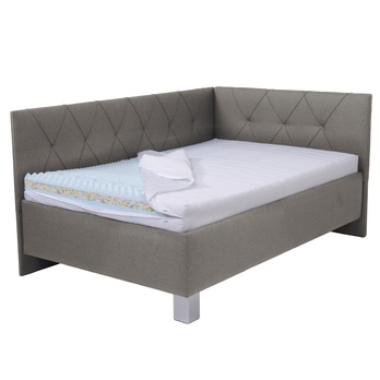 Rohová postel s matrací AFRODITE šedohnědá, 140x200 cm 3