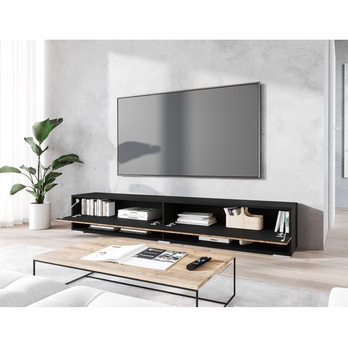 TV komoda AGATHE 180 černá/dub wotan/vzor rybí kost 5