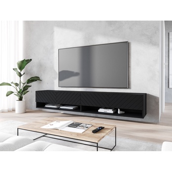 TV komoda AGATHE 180 černá/vzor rybí kost 4