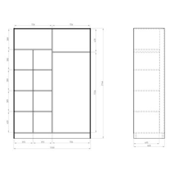 Šatní skříň ALANA dub sonoma, šířka 155 cm 3