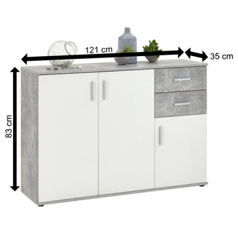 Komoda ALBI 2 bílá/beton 4