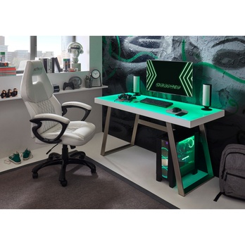 Psací stůl ALBUS 2 bílá, LED RGB osvětlení 1