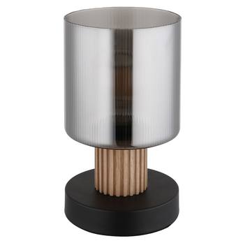 Stolní lampa ALEIDIS černá/přírodní/kouřové sklo 2