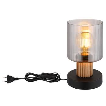 Stolní lampa ALEIDIS černá/přírodní/kouřové sklo 3