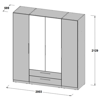 Šatní skříň ALEXA dub sonoma, 4dvéřová 5