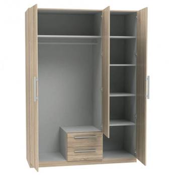 Šatní skříň ALEXA dub sonoma, 3dvéřová, zrcadlo 3