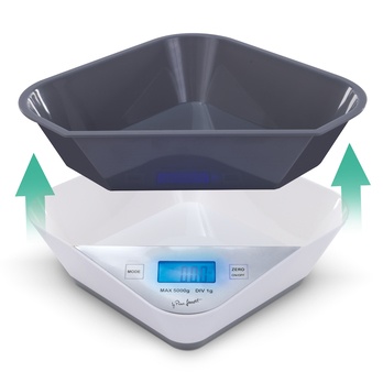 Kuchyňská váha s miskou ALFA bílá/šedá, max 5 kg 1