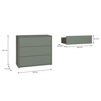 Komoda ALICE 2 šalvějová, šířka 95 cm 6
