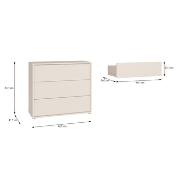 Komoda ALICE 2 písková, šířka 95 cm 6