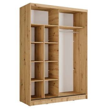 Šatní skříň ALUNA I dub artisan/černá, šířka 150 cm 2