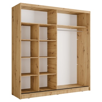 Šatní skříň ALUNA I dub artisan/černá, šířka 200 cm 2