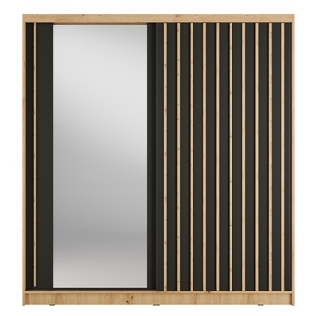 Šatní skříň ALUNA I dub artisan/černá, šířka 200 cm 3