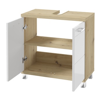 Umyvadlová skříňka AMANDA II dub artisan/bílá vysoký lesk 1