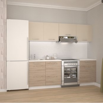 Kuchyňská sestava AMARA 220 cm, béžová/dub san marino 1