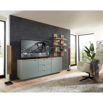 TV komoda AMBER II rákosově zelená/dub artisan 1