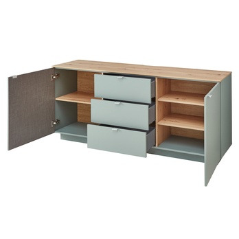 TV komoda AMBER II rákosově zelená/dub artisan 2