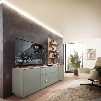 TV komoda AMBER rákosově zelená/dub artisan 1