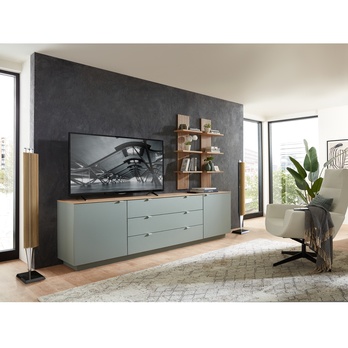 TV komoda AMBER rákosově zelená/dub artisan 4