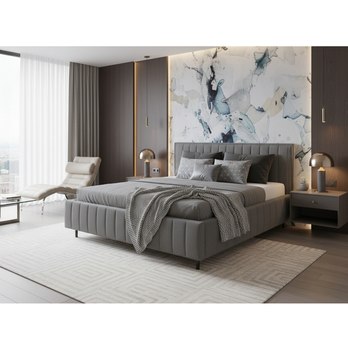 Postel s roštem AMMON světle šedá, 160x200 cm 1