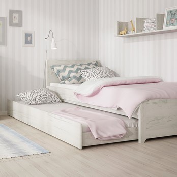 Postel s výsuvným lůžkem ANGEL 90 dub craft bílý, 90x200 cm 2
