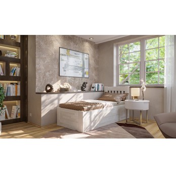 Postel APOLONIE BOX I buk/bílá, 100x200 cm 1
