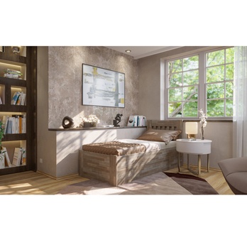 Postel APOLONIE BOX I buk/šedá, 100x200 cm 1