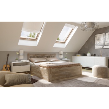 Postel APOLONIE BOX II buk/šedá, 160x200 cm 1