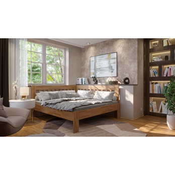 Rohová postel APOLONIE pravá, dub/světlý ořech, 180x200 cm 1