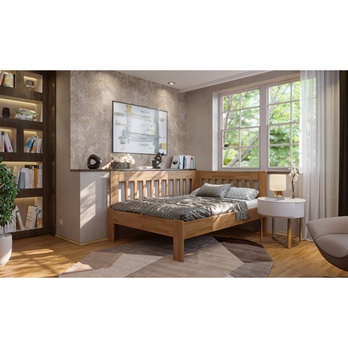 Rohová postel APOLONIE levá, dub/světlý ořech, 140x200 cm 1