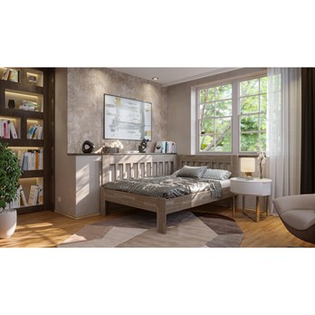 Rohová postel APOLONIE levá, buk/šedá, 140x200 cm 1