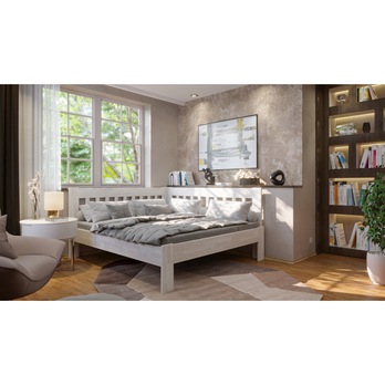 Rohová postel APOLONIE pravá, buk/bílá, 180x200 cm 1