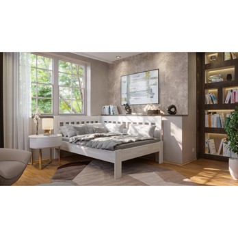 Rohová postel APOLONIE pravá, buk/bílá, 140x200 cm 1