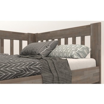 Rohová postel APOLONIE levá, buk/šedá, 140x200 cm 4