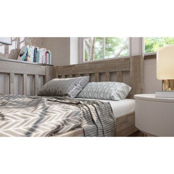 Rohová postel APOLONIE levá, buk/šedá, 140x200 cm 5