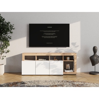 TV komoda ARGYLL 154 bílá/dub artisan 1